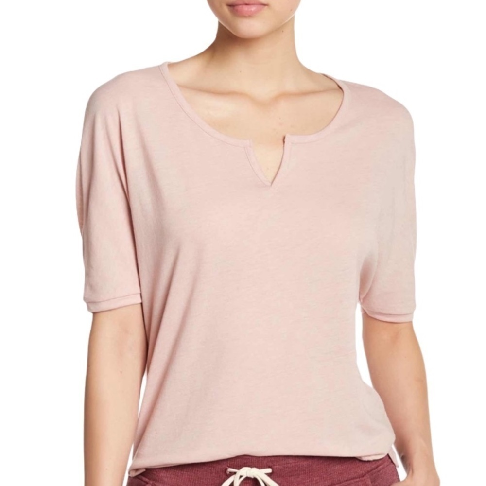 Alternative Rose Quartz Split Collar Short Dolman‎ Style Sleeve T-Shirt S